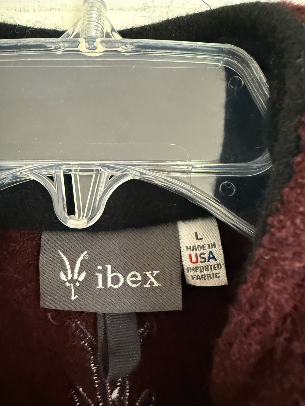 ibex Men's Burgundy and Black Wool Zip Vest - Picture 4 of 8
